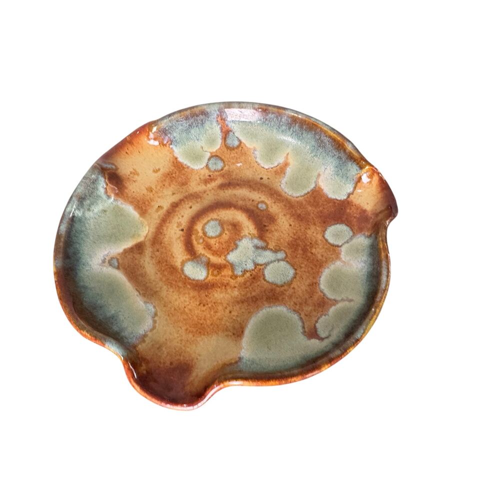 Hand thrown Brown Blue Pottery Trinket Dish